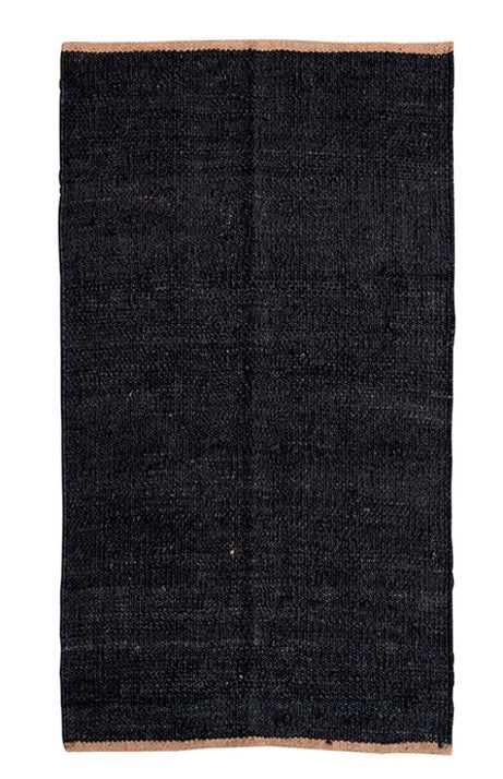 Jute & Woven Black Cotton Rug 120x180 HW Rugs CC Interiors   