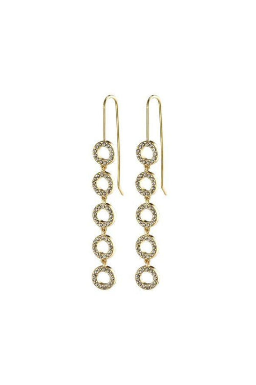 Tessa Preciosa Crystals on Linked Hanging Small Gold Circles Hook Earrings ACC Jewellery Pilgrim   