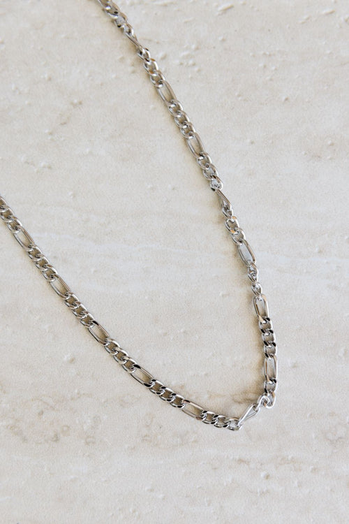 Figaro Boyfriend Rhodium Chain Necklace ACC Jewellery Flo Gives Back 15% to Women In Need   