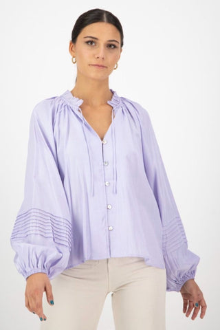 Breath of Fresh Air Lilac Puff LS Button Front Top