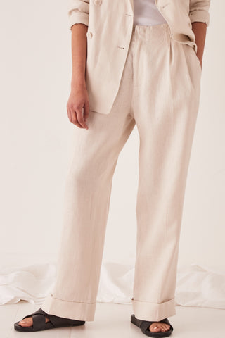 Tailored Linen Ivory Relaxed Pant WW Pants Assembly Label   
