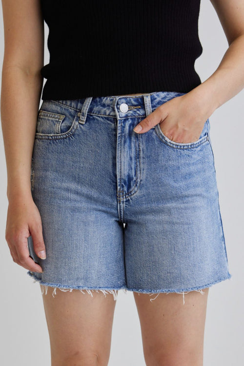 Aimee Mid Blue Denim Shorts WW Shorts Among the Brave   