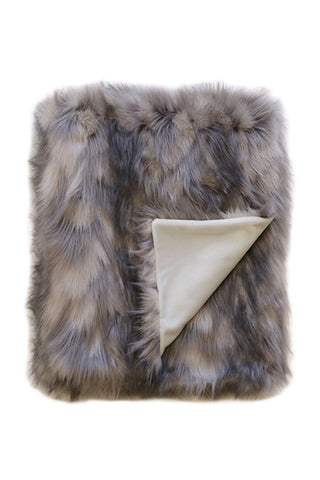 Faux Fur Mountain Hare Grey Throw HW Throws Heirloom   