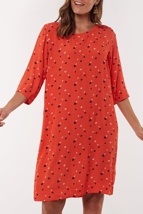 Blossom Mid Sleeve Tangerine Shift Dress WW Dress Elm   