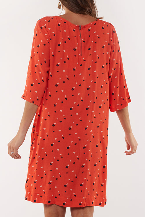 Blossom Mid Sleeve Tangerine Shift Dress WW Dress Elm   