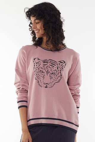 Trixie Tiger Print Pink Crew WW Sweatshirt Elm   