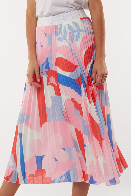 Infinity Pink Abstract Print Pleated Skirt WW Skirt Elm   