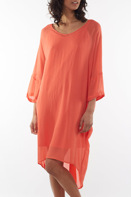 Margo Crop Sleeve Coral Dress WW Dress Elm   