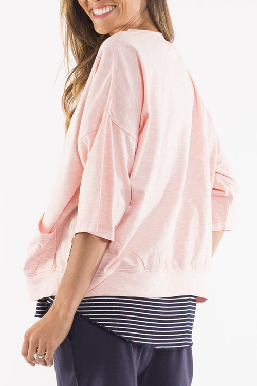 Fundamental Mazie Impatience Pink Crop Sleeve Sweatshirt WW Sweatshirt Elm   