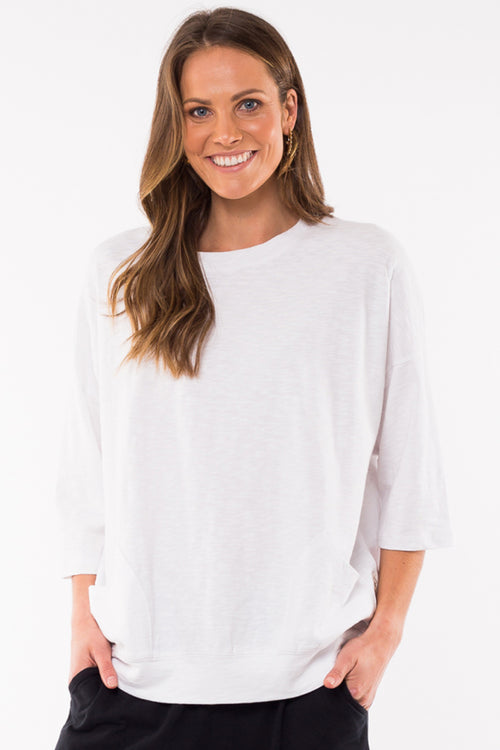 Maizie White Crop Sleeve Sweatshirt WW Sweatshirt Elm   