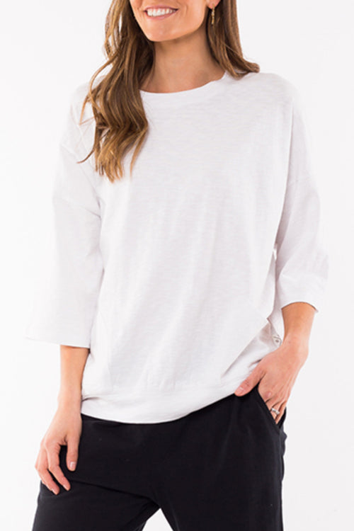 Maizie White Crop Sleeve Sweatshirt WW Sweatshirt Elm   