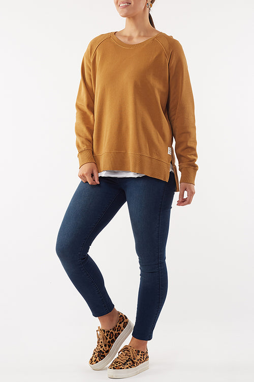 Fundamental Sydney LS Deep Mustard Crew WW Sweatshirt Elm   