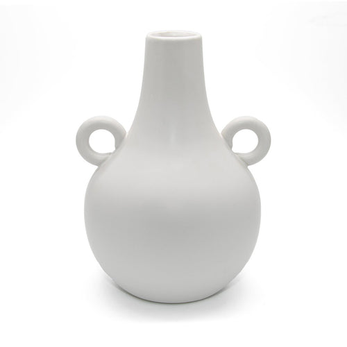 Sven White Vase with Handles 16x21.5cm HW Decor - Bookend, Hook, Urn, Vase, Sculpture NED Collections   