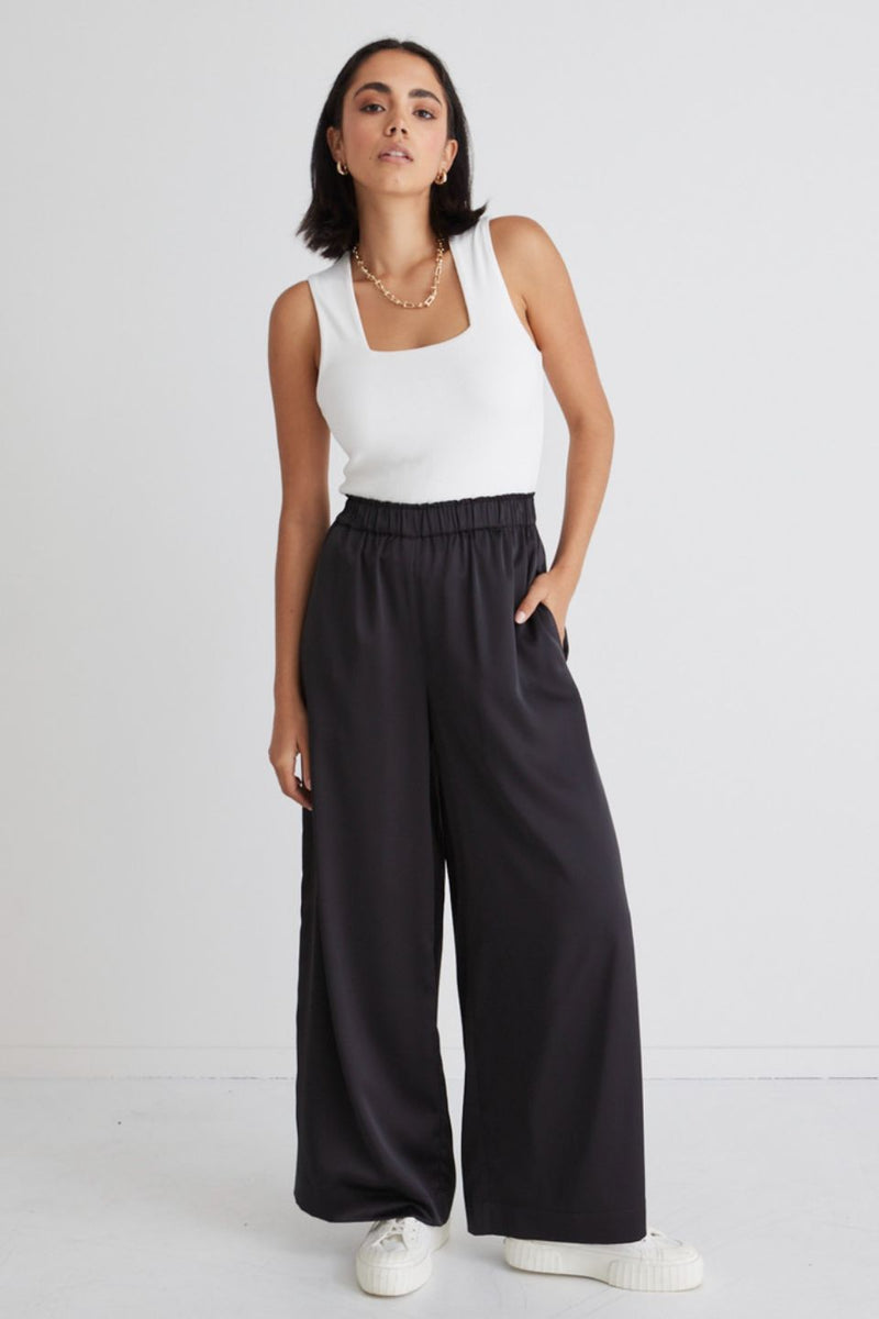 Little Mistress Trousers and Pants  Buy Little Mistress Melle Black Satin  Wideleg Trousers Online  Nykaa Fashion