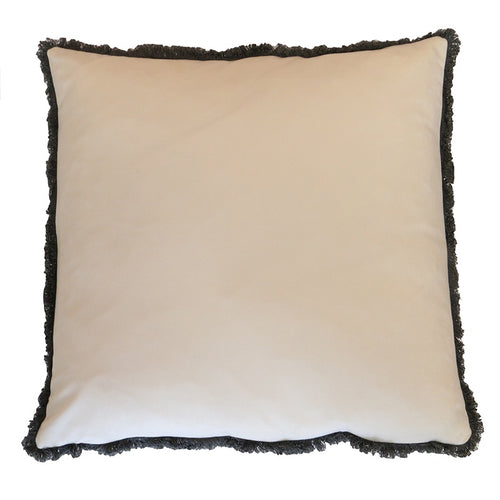 Velvet Fringed Ivory Cushion 45x45cm HW Cushions Le Forge   