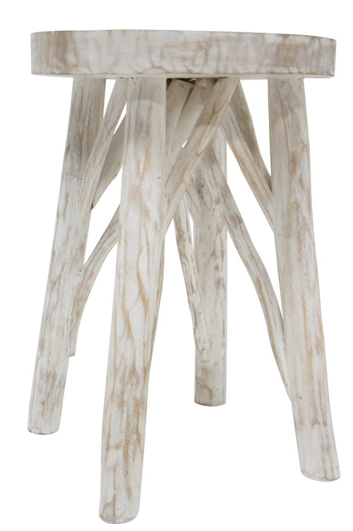 Iwan Driftwood White Stool 45cmh HW Furniture - Chair, Table, Floor Mirror, Shelf Robert Mark   