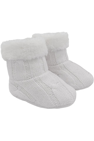 Cable Kint Sherpa Booties White HW Kids Living Textiles   