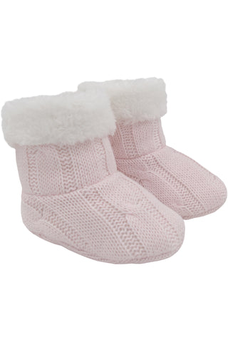 Cable Kint Sherpa Booties Pink HW Kids Living Textiles   