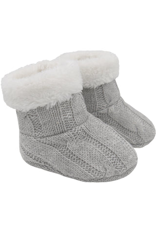 Cable Kint Sherpa Booties Grey HW Kids Living Textiles   