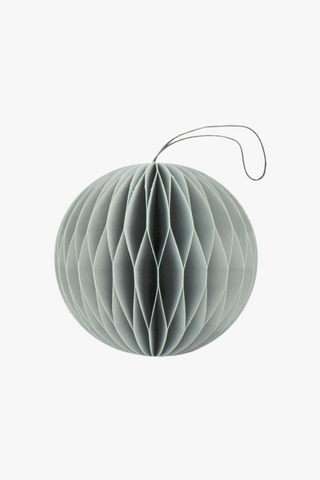 Sphere Linen Grey 8.5cm Sustainable Paper Magnetic Close Ornament HW Christmas Nordic Rooms   