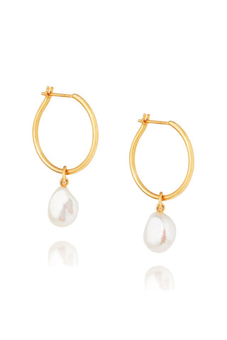 Baroque Pearl Willpower 14k Gold Plate Hoop Earring ACC Jewellery Linda Tahija   