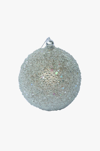 Lunar Ball Small Silver Beaded 7cm HW Christmas Alisons Acquisitions   