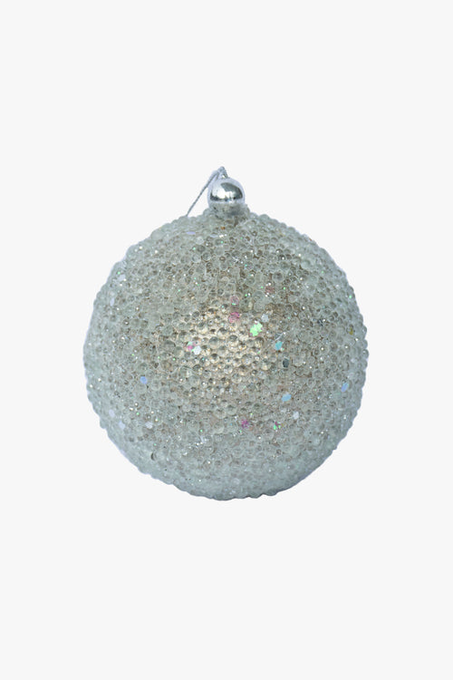 Lunar Ball Medium Silver Beaded 8cm HW Christmas Alisons Acquisitions   