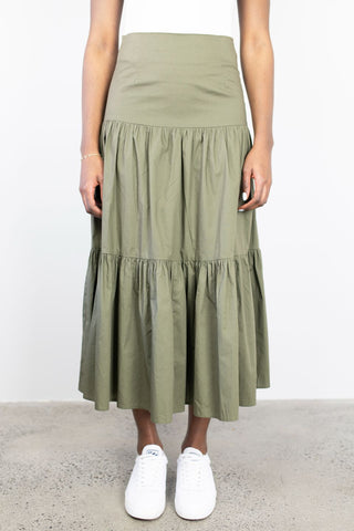 Blazing Khaki Cotton Tiered Maxi Skirt WW Skirt Among the Brave   