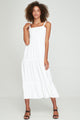Norah White Shirred Tiered Maxi Dress