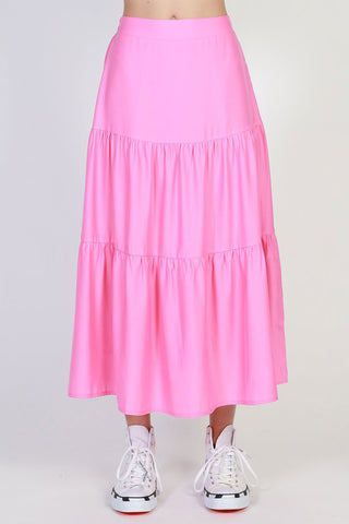 Tier Midi Silky Satin Tiered Pink Skirt WW Skirt Federation   