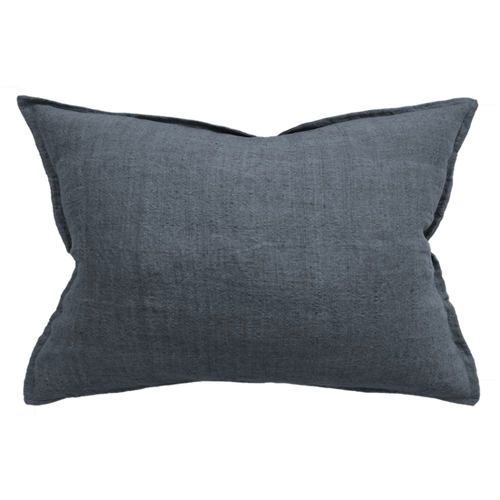 Arcadia Navy Blue Feather Filled 100% Linen Cushion 40x60cm HW Cushions Mulberi   