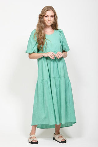 Astray SS Tiered Cotton Green Maxi Dress WW Dress Leo + Be   