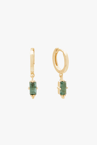 Baguette Green Quartz 18k Gold Plated  Huggie Earrings ACC Jewellery Murkani   