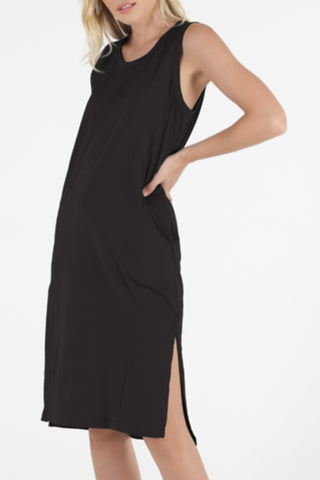 Arwin Midi SL Black Cotton Tank Dress WW Dress Betty Basics   