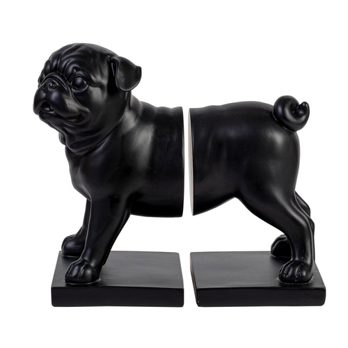 Pug Dog Black Bookends HW Decor - Bookend, Hook, Urn, Vase, Sculpture Kerridge   