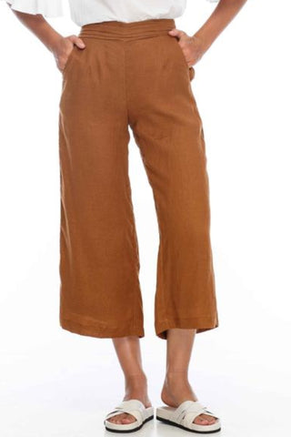 Benji Wide Crop Bronze Linen Pants WW Pants Blak   