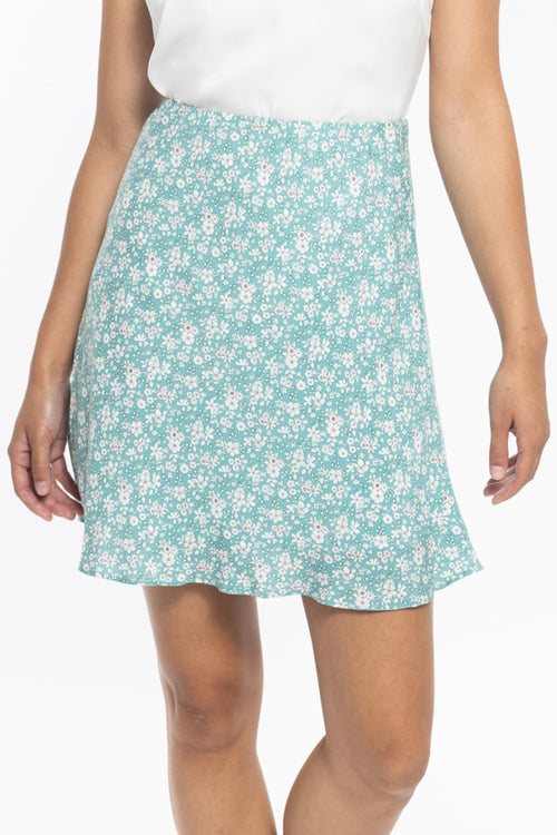 Loyal Sage Floral Mini Bias Cut Skirt WW Skirt Billie The Label   