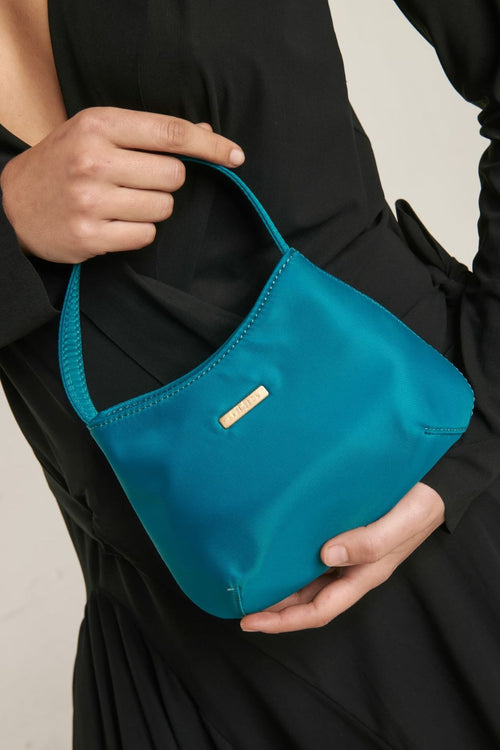 Mini Antonia Teal Recycled Nylon Crossbody Bag ACC Bags - All, incl Phone Bags Brie Leon   