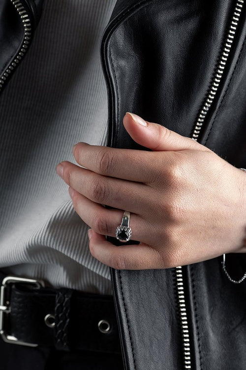 Baby Claw Ring with Black Onyx Stone ACC Jewellery Stolen Girlfriends Club   