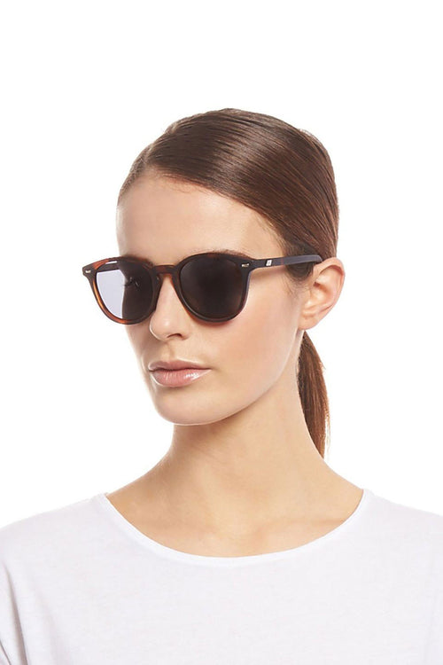 Shop Bandwagon Polarised Round Matte Tort Smoke Lens Sunglasses Online