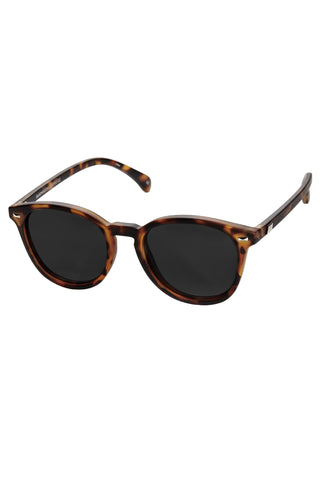 Bandwagon Polarised Round Matte Tort Smoke Lens Sunglasses ACC Glasses - Sunglasses Le Specs   