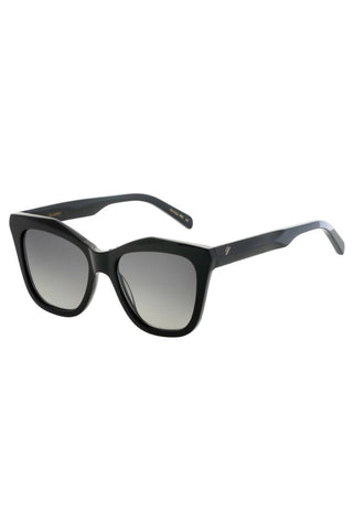 Bay Shiny Black Grey Polarised Round Sunglasses ACC Glasses - Sunglasses Bask   