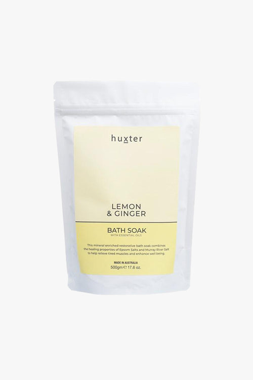 Bath Soak 500gm Pastel Yellow Lemon + Ginger HW Beauty - Skincare, Bodycare, Hair, Nail, Makeup Huxter   