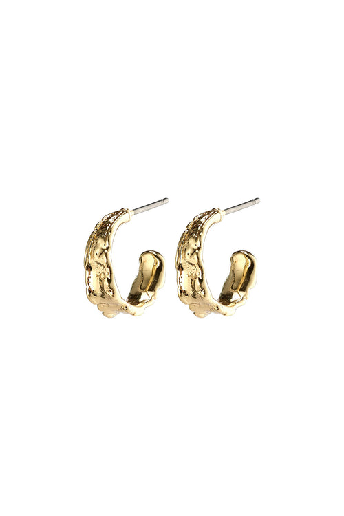 Bathilda Beaten Semi Hoop Gold Earrings ACC Jewellery Pilgrim   