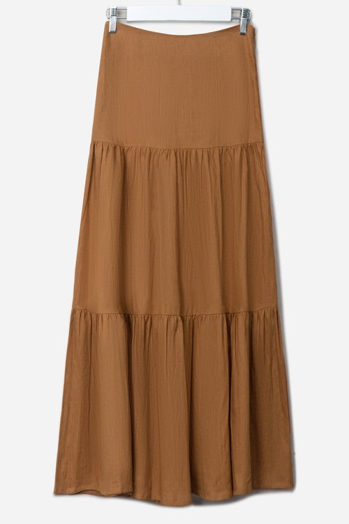 Blazing Nutmeg Tiered Linen Midi Skirt WW Skirt Among the Brave   