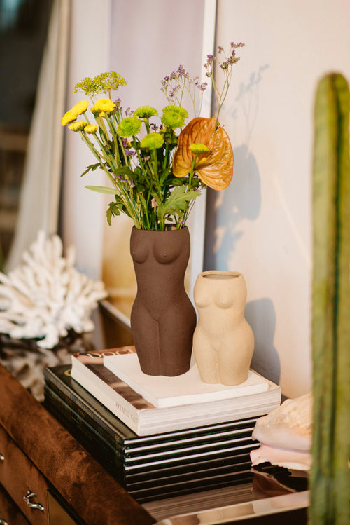 Body Large Brown 24cm Vase HW Decor - Bookend, Hook, Urn, Vase, Sculpture Doiy   