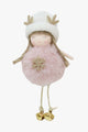 Moritz Style 36 Pom Pom Girl Pink with Gold Snowflake and White Beanie and Gold Shoes Hanging Decoration