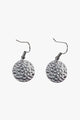 Small Hammered Circle Rhodium Earring