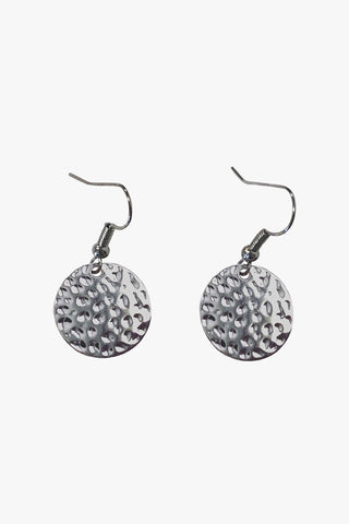 Small Hammered Circle Rhodium Earring ACC Jewellery Flo Gives Back 15% to Women In Need   