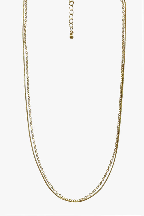Double Chain Necklace Gold ACC Jewellery Flo Gives Back 15% to Women In Need   
